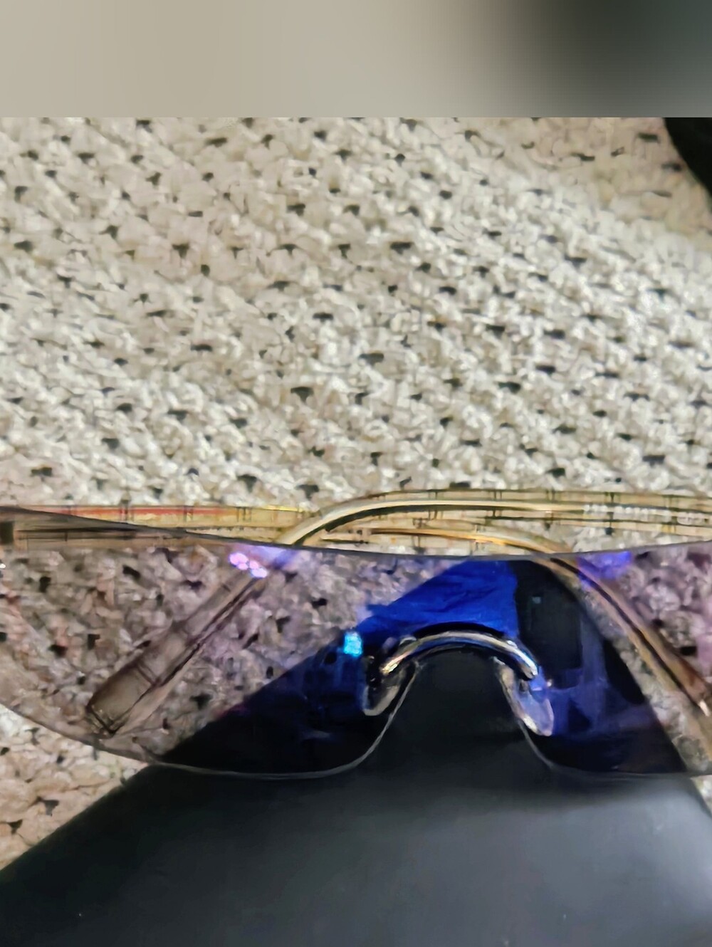 Burberry Rimless Shield Sunglasses Classic Check Tartan Arms & Case - Picture 3 of 10